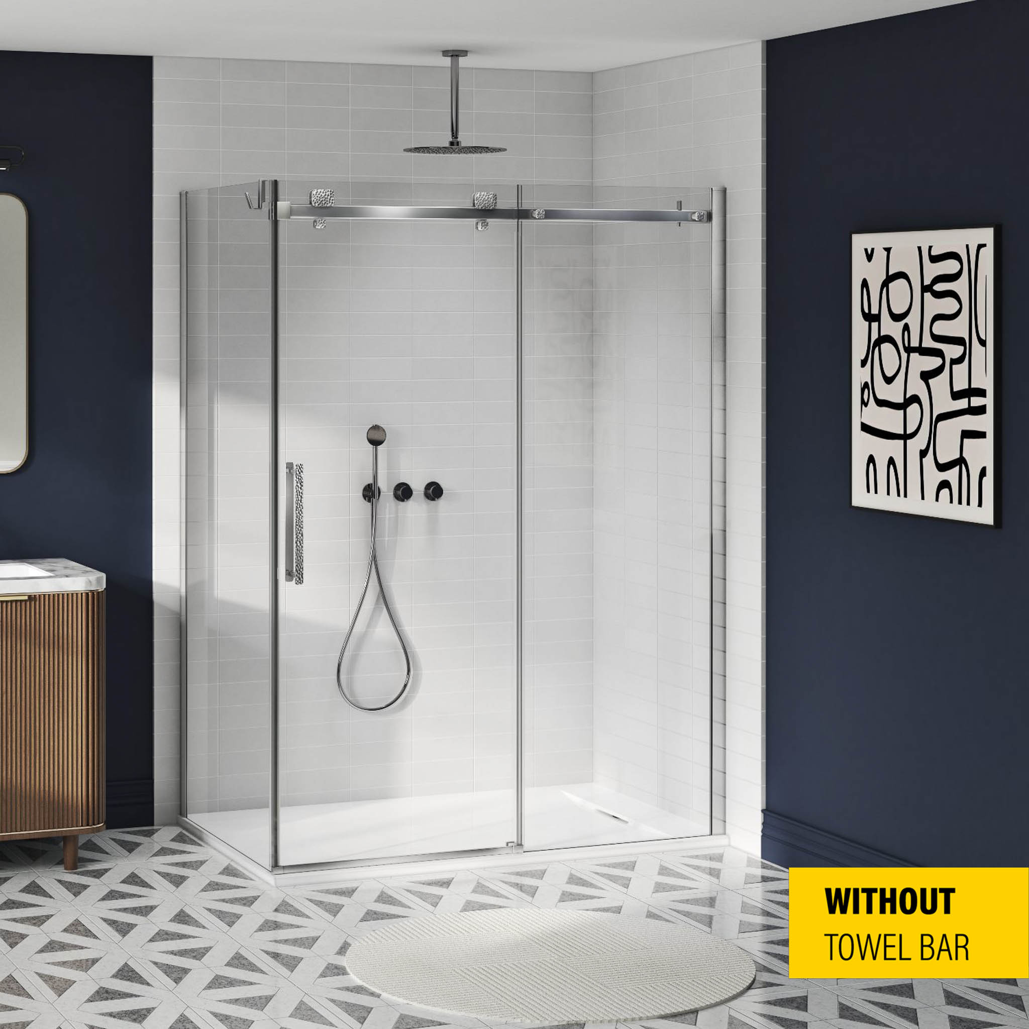 Shower base Slate 60 x 36, tile flange not installed, in white